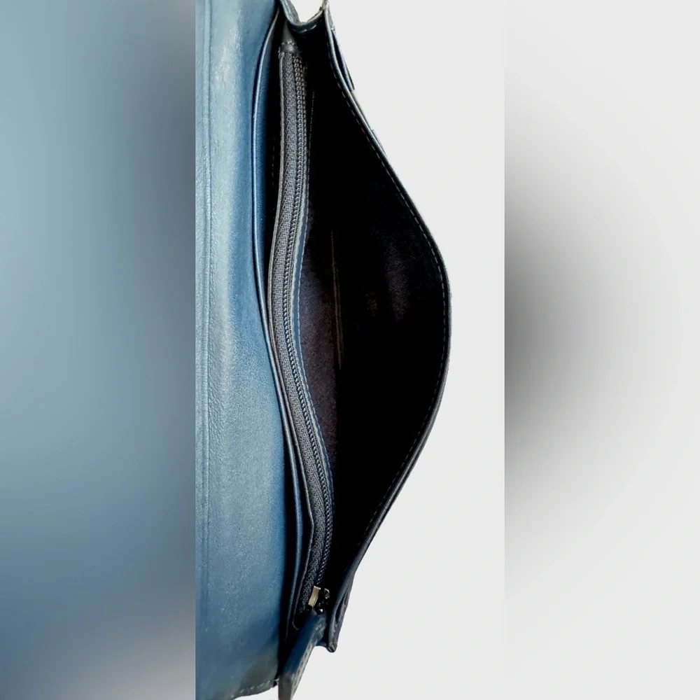 MCM Blue Embossed Bifold Long Wallet